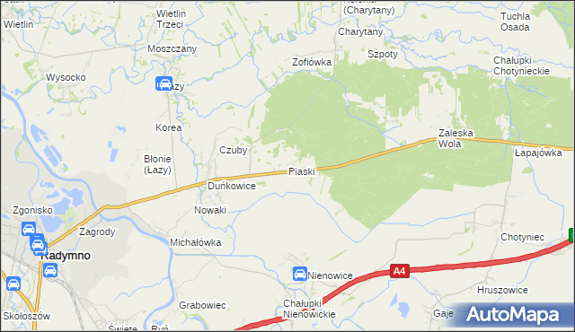 mapa Piaski gmina Radymno, Piaski gmina Radymno na mapie Targeo