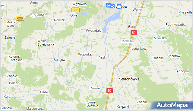 mapa Piaski gmina Strachówka, Piaski gmina Strachówka na mapie Targeo