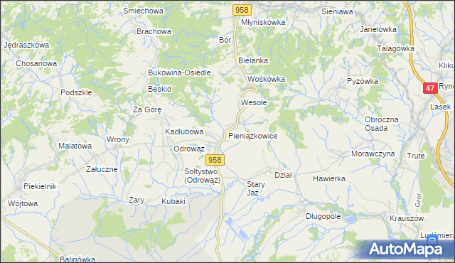mapa Pieniążkowice, Pieniążkowice na mapie Targeo