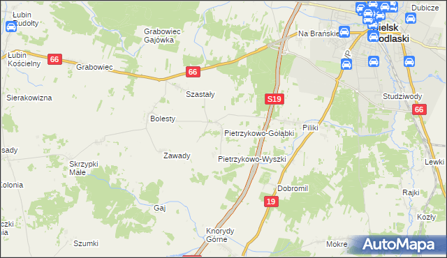 mapa Pietrzykowo-Gołąbki, Pietrzykowo-Gołąbki na mapie Targeo