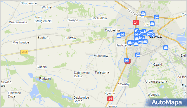 mapa Pilaszków gmina Łowicz, Pilaszków gmina Łowicz na mapie Targeo