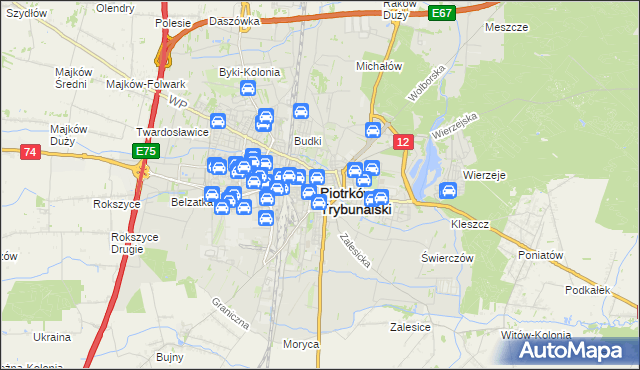 mapa Piotrków Trybunalski, Piotrków Trybunalski na mapie Targeo