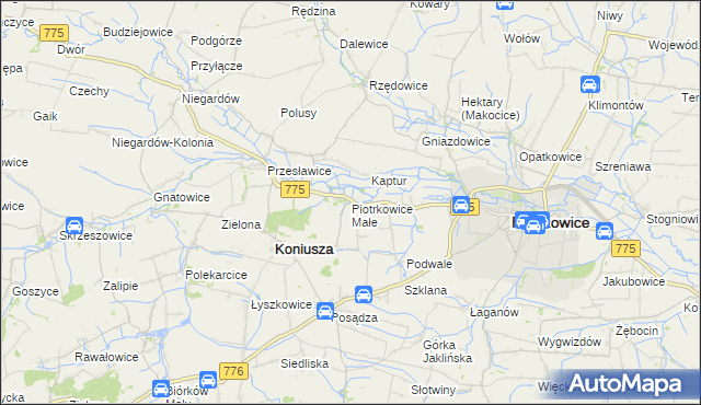 mapa Piotrkowice Małe, Piotrkowice Małe na mapie Targeo