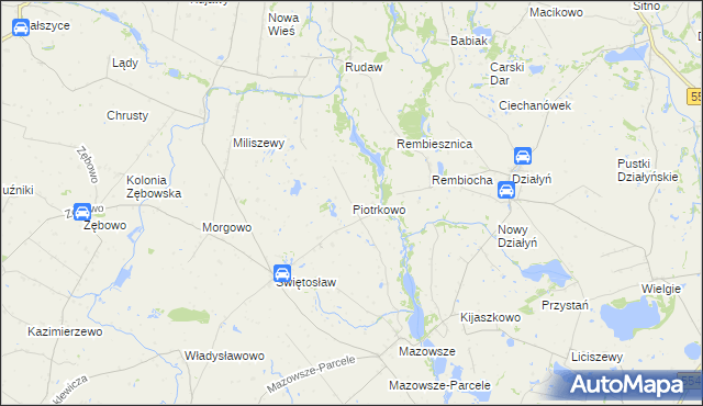 mapa Piotrkowo gmina Ciechocin, Piotrkowo gmina Ciechocin na mapie Targeo