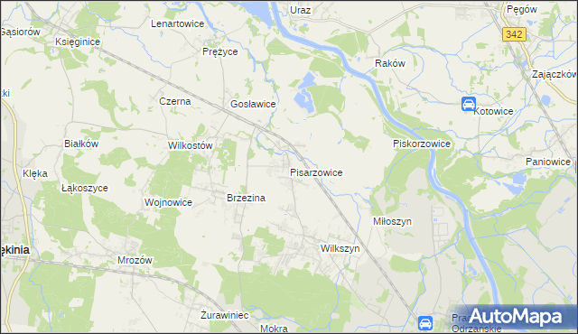 mapa Pisarzowice gmina Miękinia, Pisarzowice gmina Miękinia na mapie Targeo