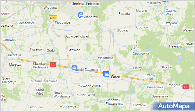 mapa Piskornica, Piskornica na mapie Targeo