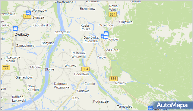 mapa Pniów gmina Radomyśl nad Sanem, Pniów gmina Radomyśl nad Sanem na mapie Targeo