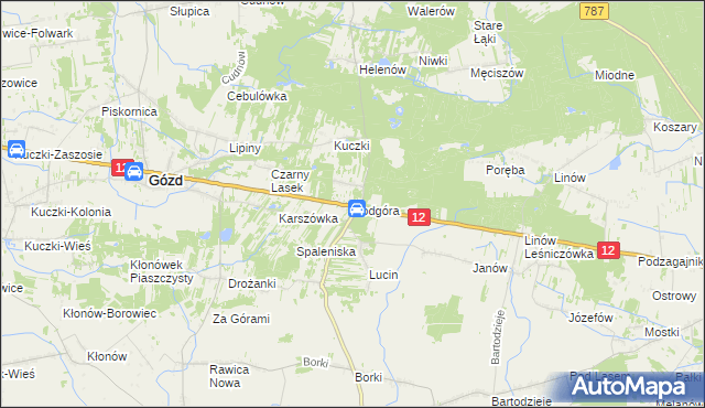 mapa Podgóra gmina Gózd, Podgóra gmina Gózd na mapie Targeo