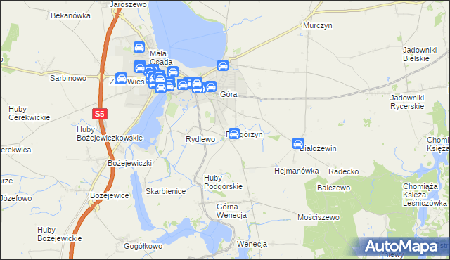 mapa Podgórzyn gmina Żnin, Podgórzyn gmina Żnin na mapie Targeo