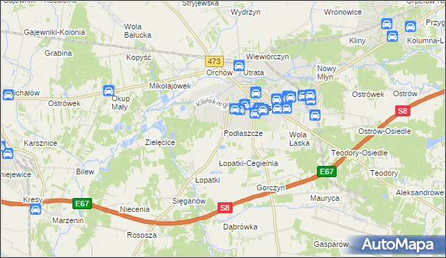 mapa Podłaszcze, Podłaszcze na mapie Targeo