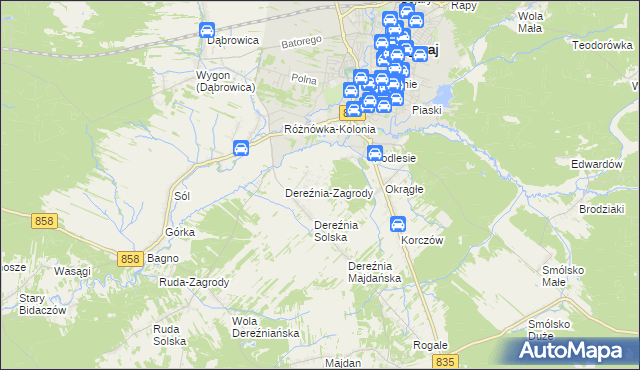 mapa Podlesie gmina Biłgoraj, Podlesie gmina Biłgoraj na mapie Targeo