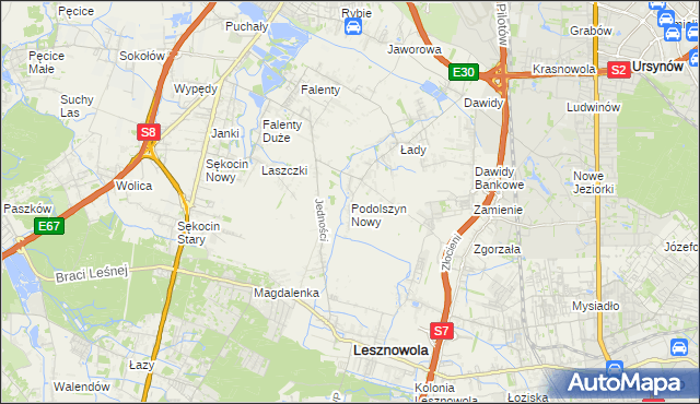 mapa Podolszyn Nowy, Podolszyn Nowy na mapie Targeo