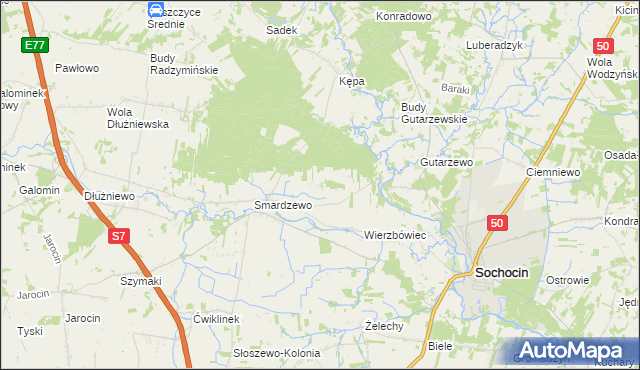 mapa Podsmardzewo, Podsmardzewo na mapie Targeo