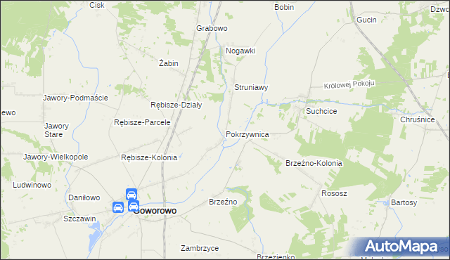 mapa Pokrzywnica gmina Goworowo, Pokrzywnica gmina Goworowo na mapie Targeo