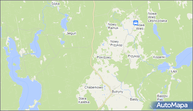 mapa Pokrzywy gmina Purda, Pokrzywy gmina Purda na mapie Targeo