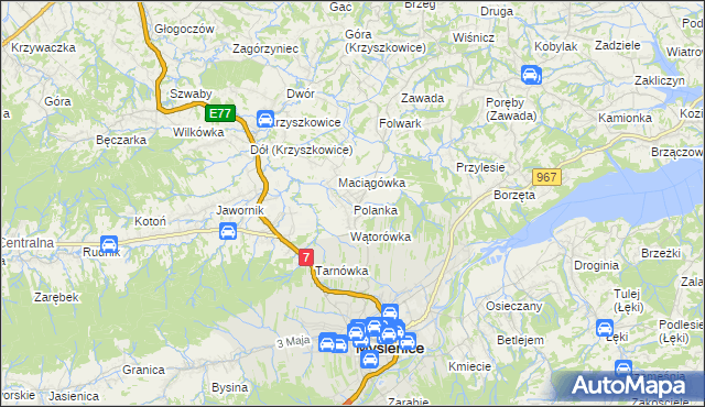 mapa Polanka gmina Myślenice, Polanka gmina Myślenice na mapie Targeo