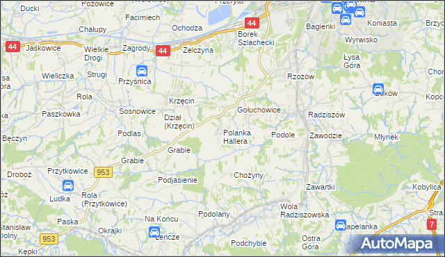mapa Polanka Hallera, Polanka Hallera na mapie Targeo