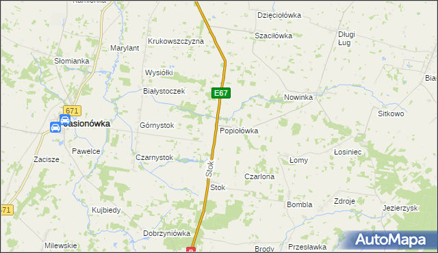 mapa Popiołówka, Popiołówka na mapie Targeo