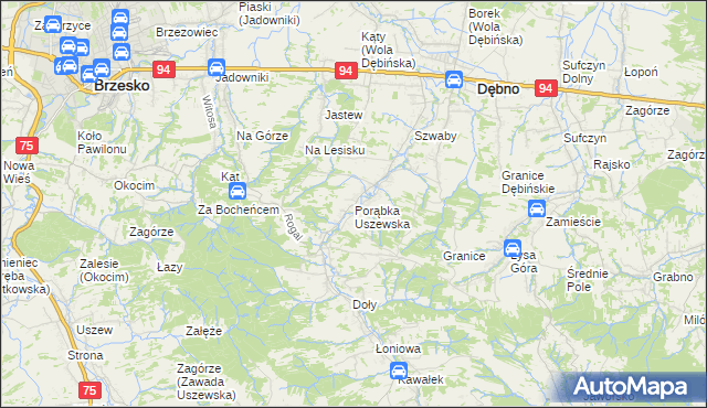 mapa Porąbka Uszewska, Porąbka Uszewska na mapie Targeo