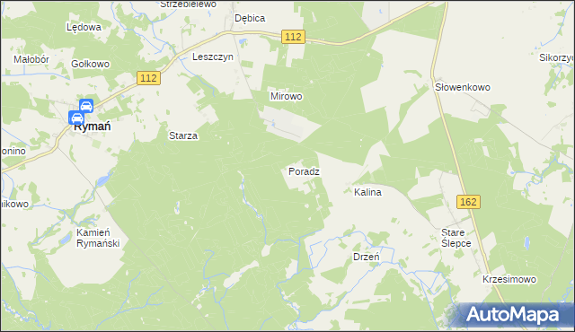 mapa Poradz gmina Sławoborze, Poradz gmina Sławoborze na mapie Targeo