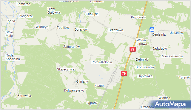 mapa Potok gmina Ożarów, Potok gmina Ożarów na mapie Targeo