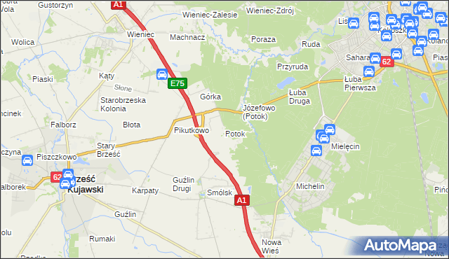 mapa Potok gmina Włocławek, Potok gmina Włocławek na mapie Targeo