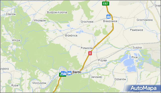 mapa Potworów gmina Bardo, Potworów gmina Bardo na mapie Targeo