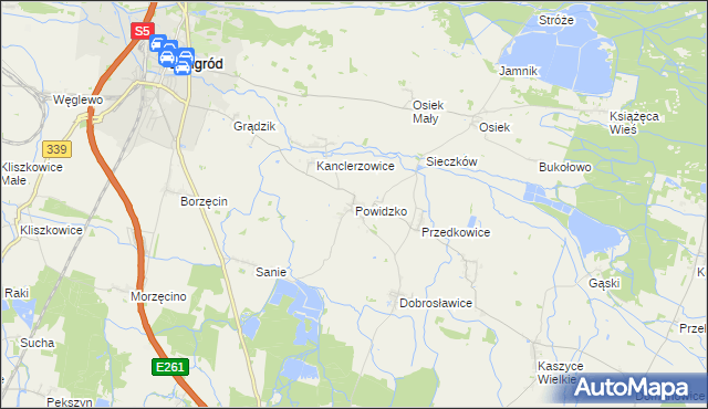 mapa Powidzko, Powidzko na mapie Targeo