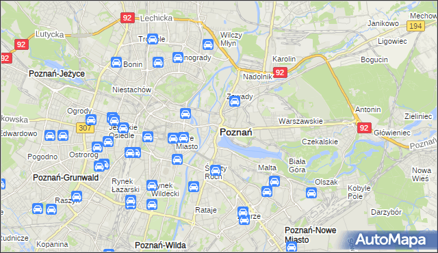 mapa Poznania, Poznań na mapie Targeo