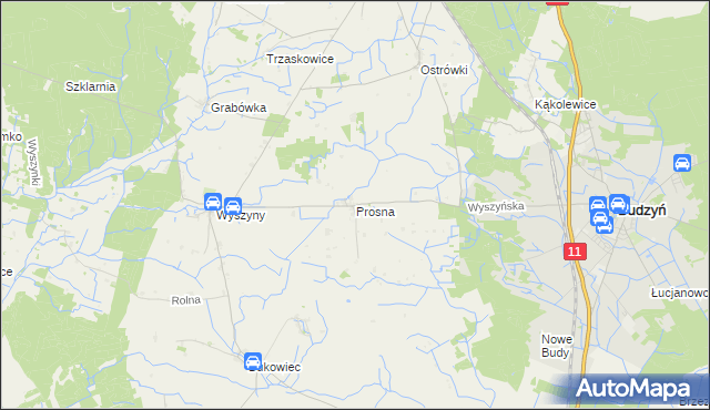 mapa Prosna gmina Budzyń, Prosna gmina Budzyń na mapie Targeo