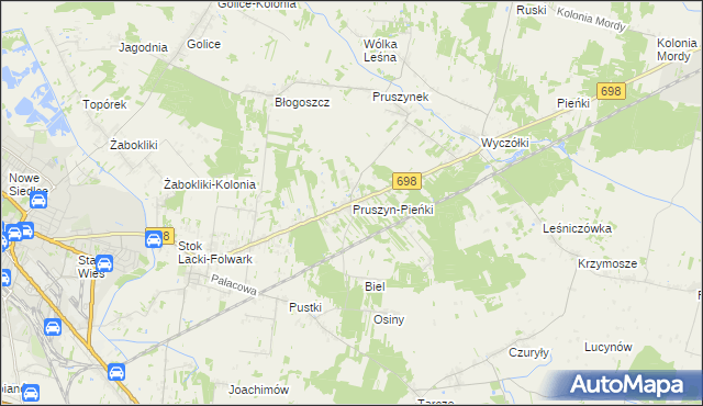 mapa Pruszyn-Pieńki, Pruszyn-Pieńki na mapie Targeo