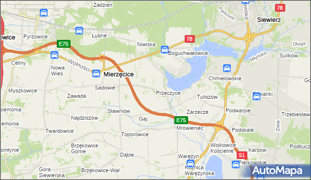 mapa Przeczyce, Przeczyce na mapie Targeo