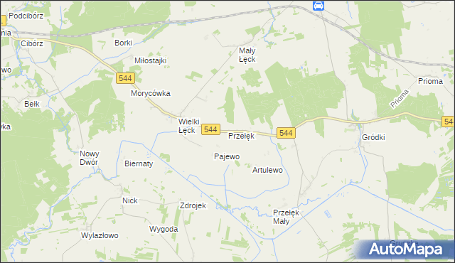 mapa Przełęk gmina Płośnica, Przełęk gmina Płośnica na mapie Targeo