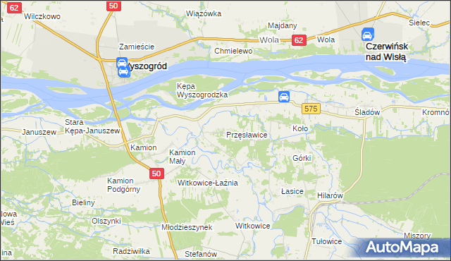 mapa Przęsławice gmina Brochów, Przęsławice gmina Brochów na mapie Targeo