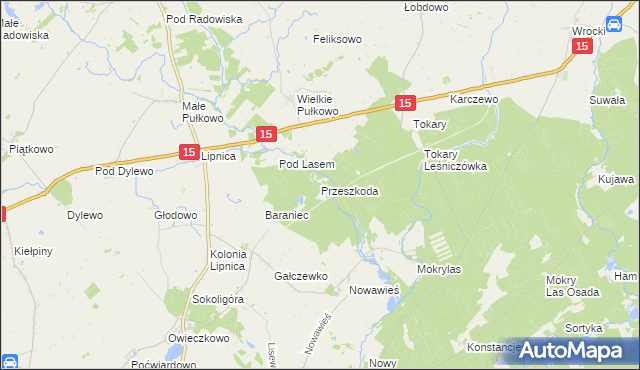 mapa Przeszkoda gmina Golub-Dobrzyń, Przeszkoda gmina Golub-Dobrzyń na mapie Targeo