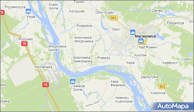 mapa Przewóz gmina Maciejowice, Przewóz gmina Maciejowice na mapie Targeo