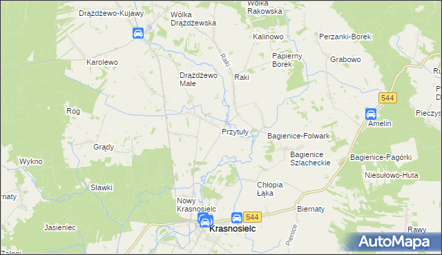 mapa Przytuły gmina Krasnosielc, Przytuły gmina Krasnosielc na mapie Targeo