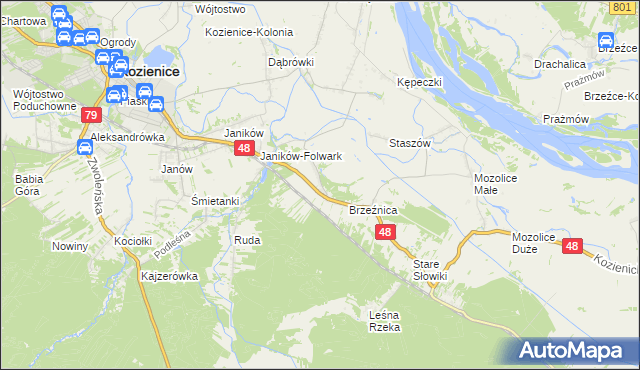 mapa Psary gmina Kozienice, Psary gmina Kozienice na mapie Targeo