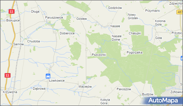 mapa Pszczonki, Pszczonki na mapie Targeo