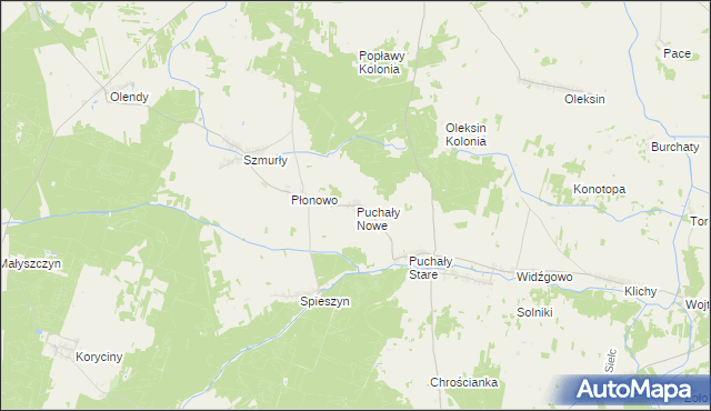 mapa Puchały Nowe, Puchały Nowe na mapie Targeo