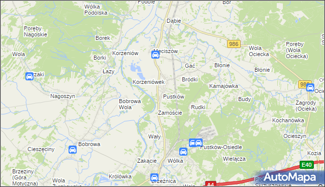 mapa Pustków gmina Dębica, Pustków gmina Dębica na mapie Targeo
