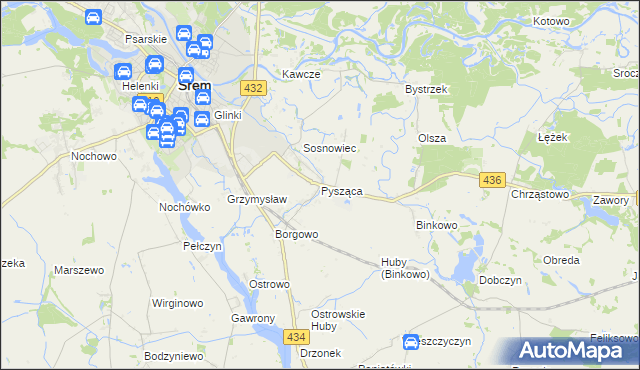 mapa Pysząca gmina Śrem, Pysząca gmina Śrem na mapie Targeo