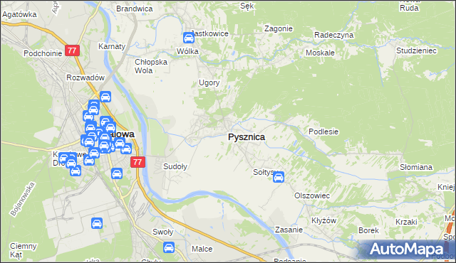 mapa Pysznica, Pysznica na mapie Targeo
