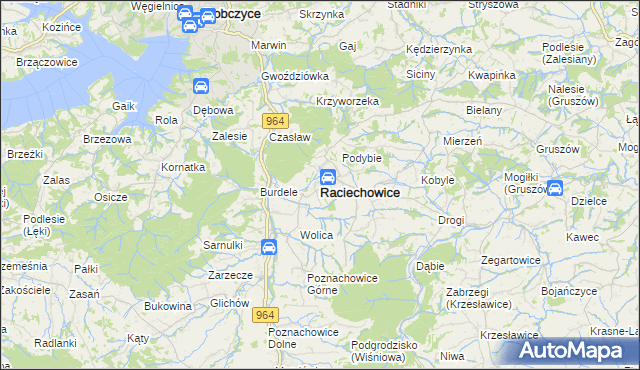 mapa Raciechowice, Raciechowice na mapie Targeo