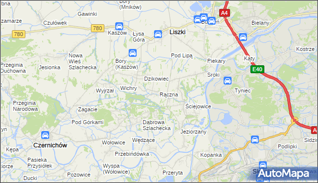 mapa Rączna, Rączna na mapie Targeo
