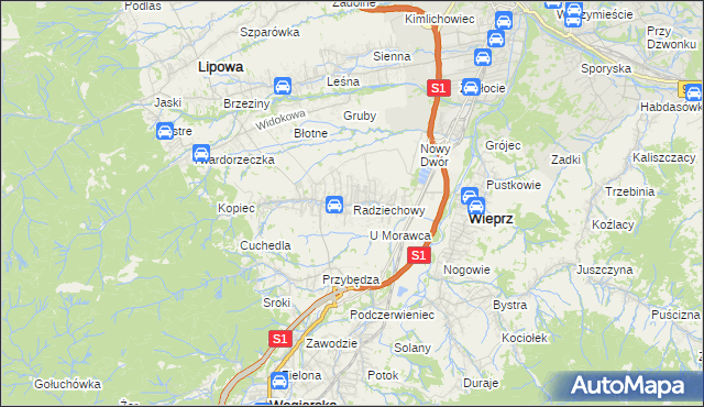 mapa Radziechowy, Radziechowy na mapie Targeo
