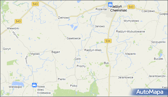 mapa Radzyń-Wieś, Radzyń-Wieś na mapie Targeo