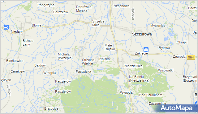 mapa Rajsko gmina Szczurowa, Rajsko gmina Szczurowa na mapie Targeo