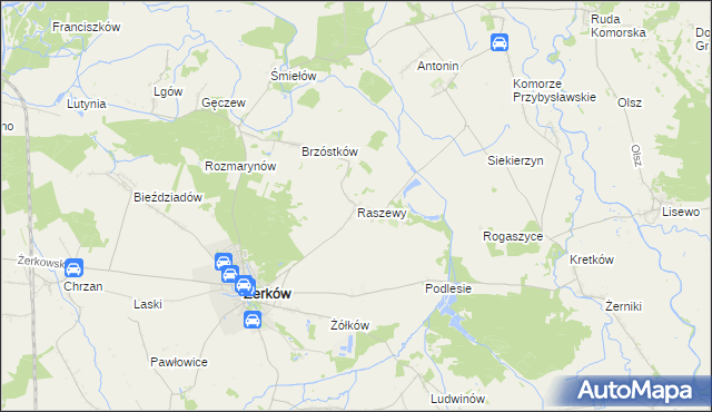 mapa Raszewy gmina Żerków, Raszewy gmina Żerków na mapie Targeo