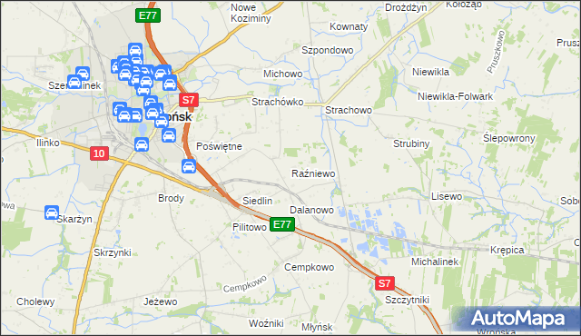 mapa Raźniewo, Raźniewo na mapie Targeo